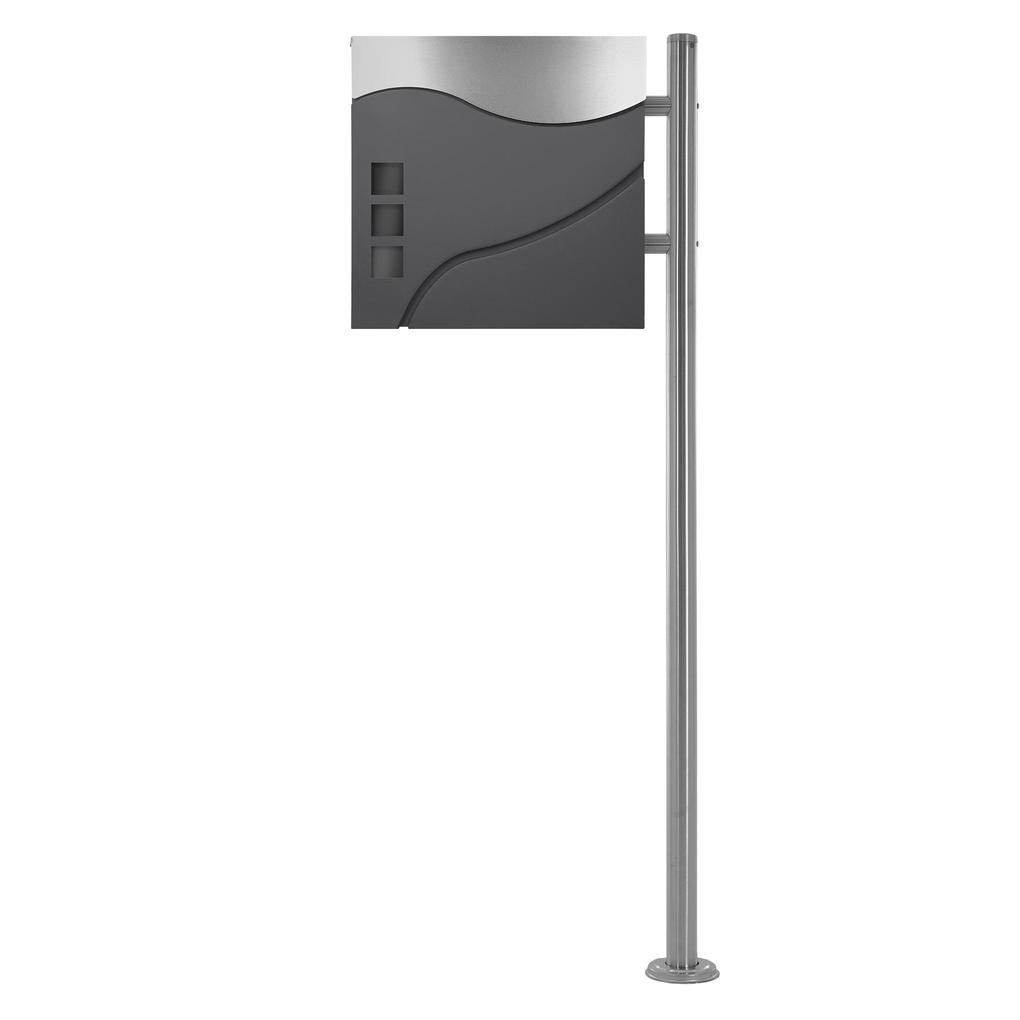 Buzón de acero inoxidable antracita/plata casillero de correo + soporte 120