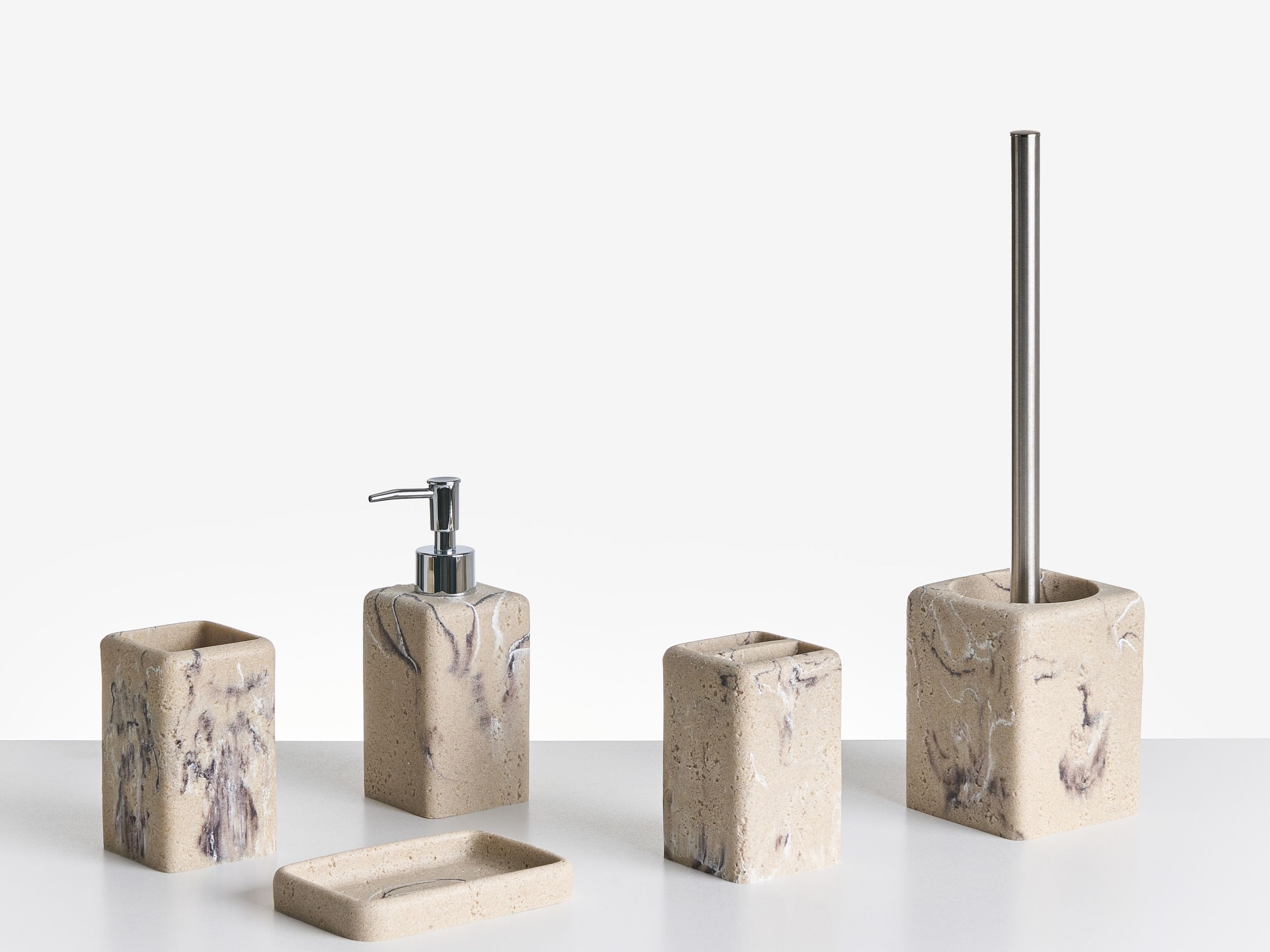 Conjunto de 5 accesorios de baño vilcanota mármol beige