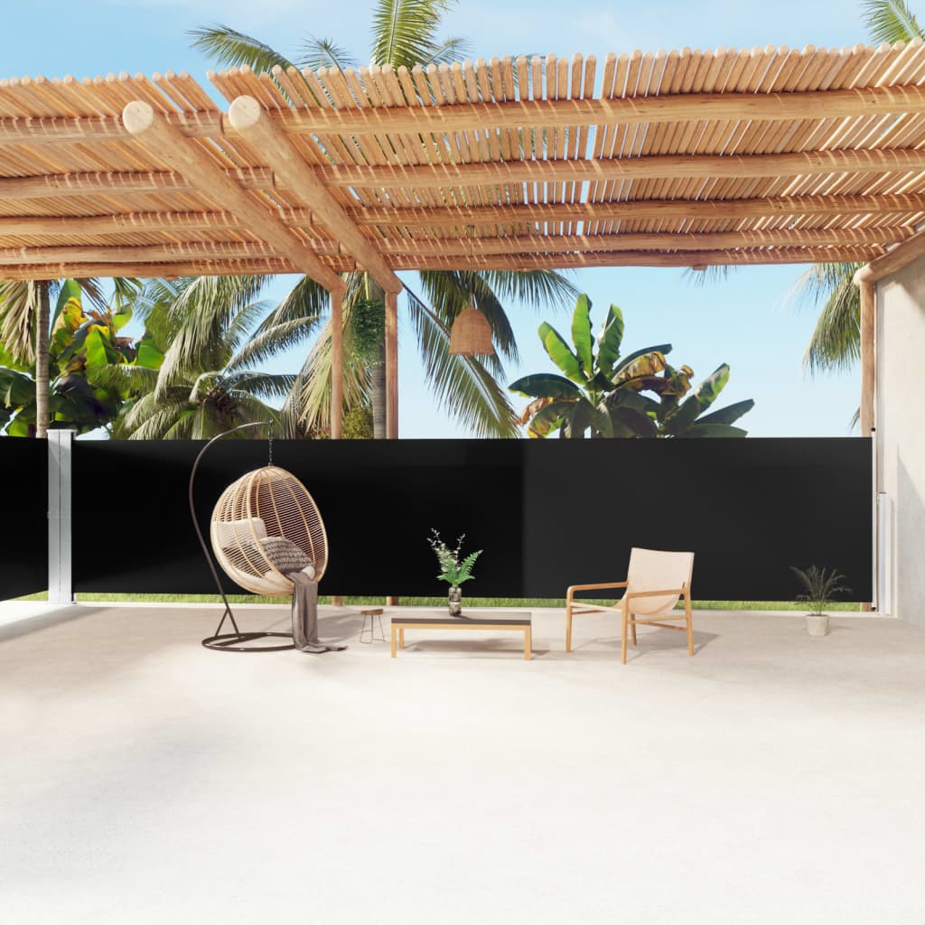 Pantalla de jardín, toldo lateral retráctil negro 160x1200 cm ety5811000
