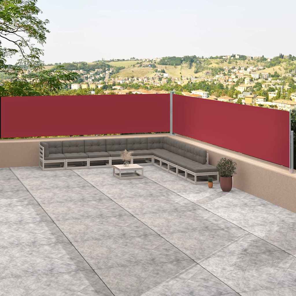 Pantalla de jardín, toldo lateral retráctil rojo 117x1200 cm ety5965331