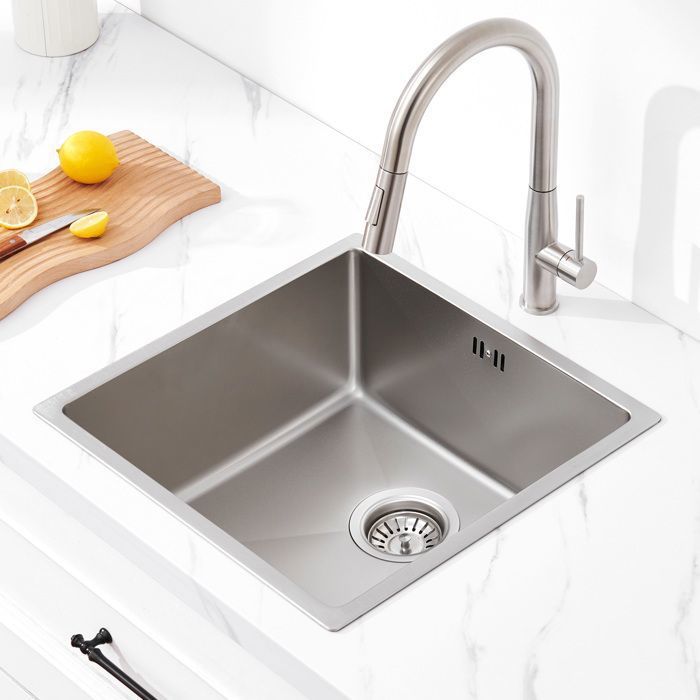 Fregadero de cocina - acero inox - 44x44x20cm - 1 seno - sistema de drenaje