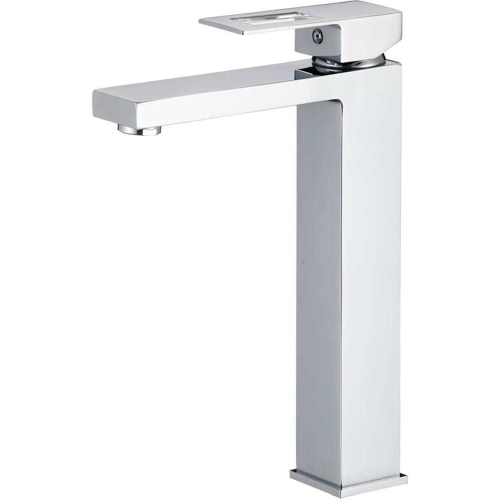 Valaz grifo de lavabo alto pica monomando cuadrado cromado maneta hueca