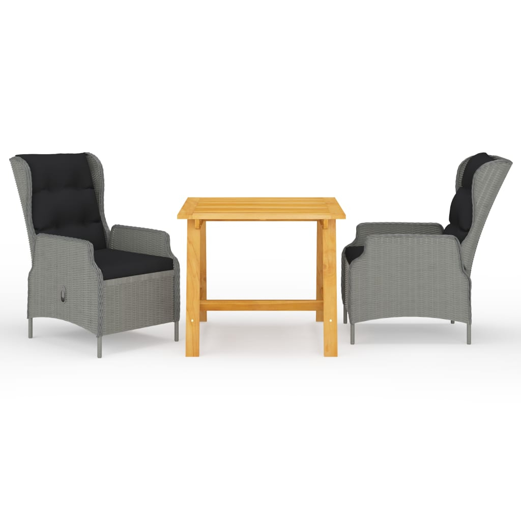 vidaXL juego de comedor para jardín 3 piezas gris claro