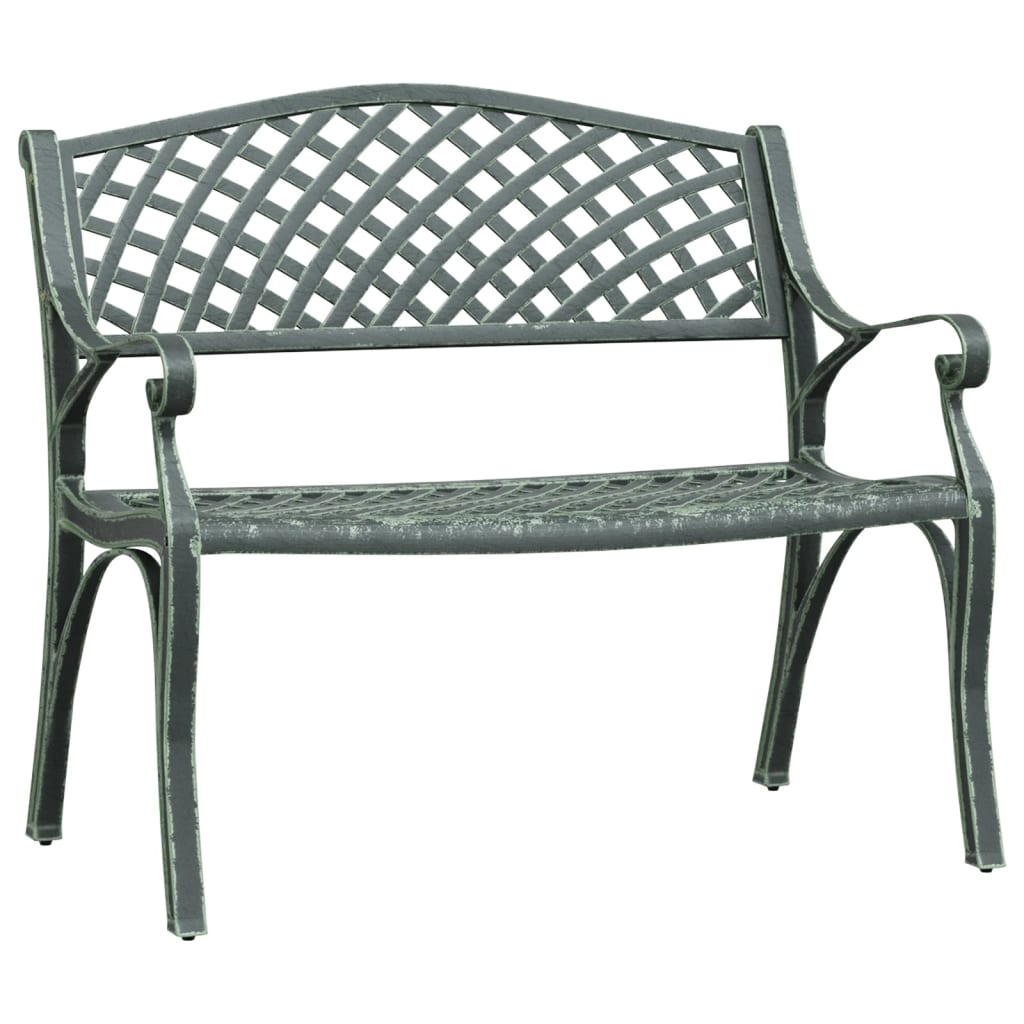 vidaXL banco de jardín de aluminio fundido verde 102 cm