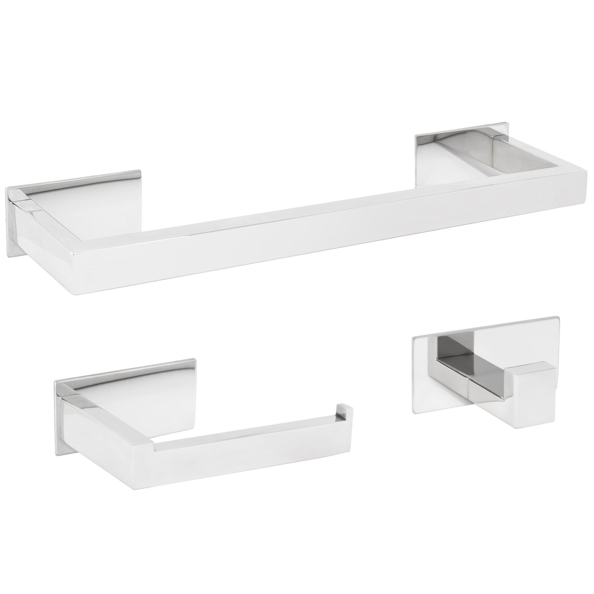 Valaz accesorios baño cromado cuadrados toallero 40cm+1percha+portarollos