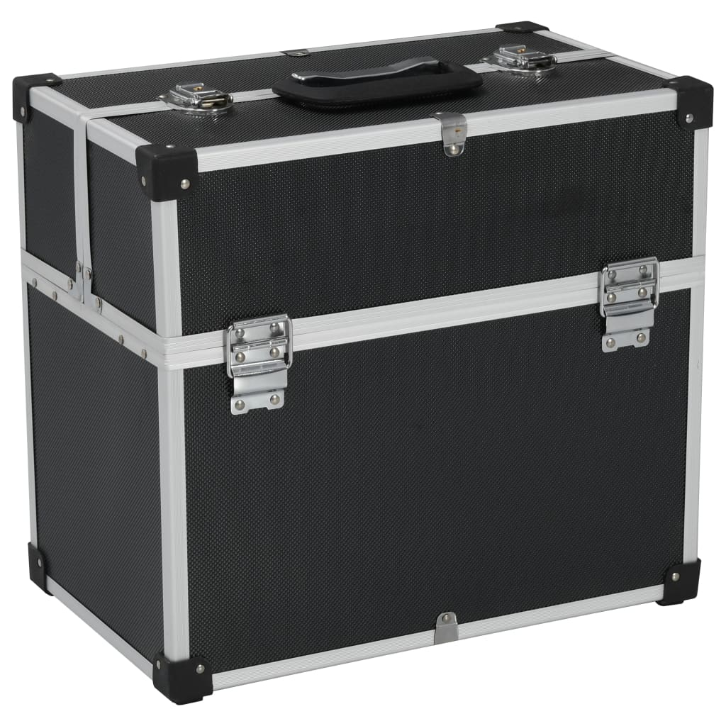 vidaXL caja de herramientas aluminio negro 38x22,5x34 cm