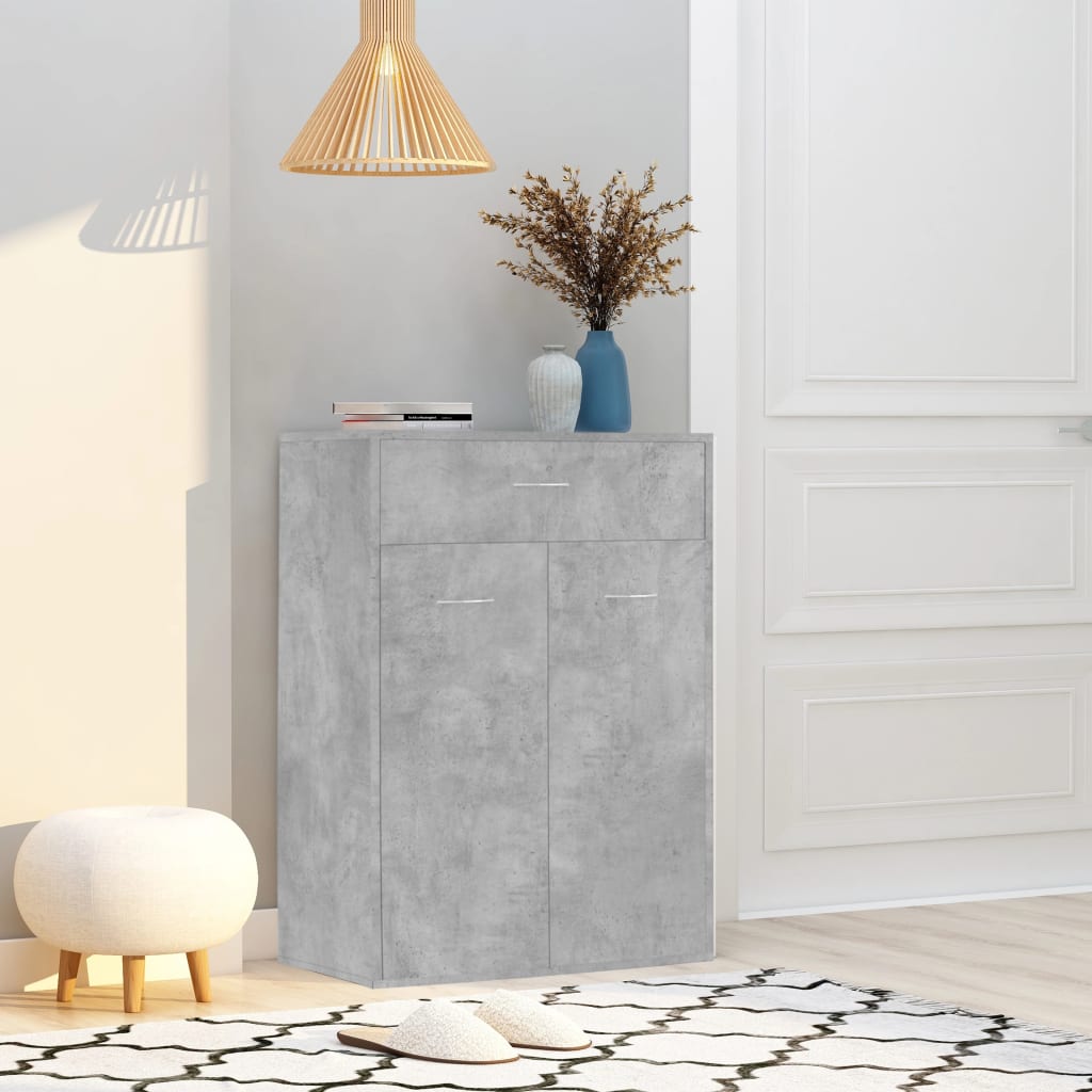 Mueble zapatero de contrachapada gris hormigón 60x35x84 cm
