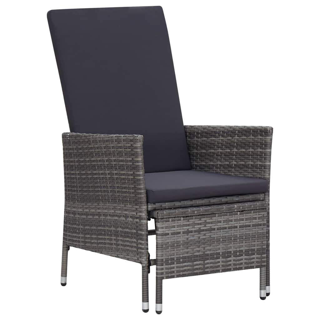 vidaXL sillón reclinable de jardín con cojines ratán sintético gris