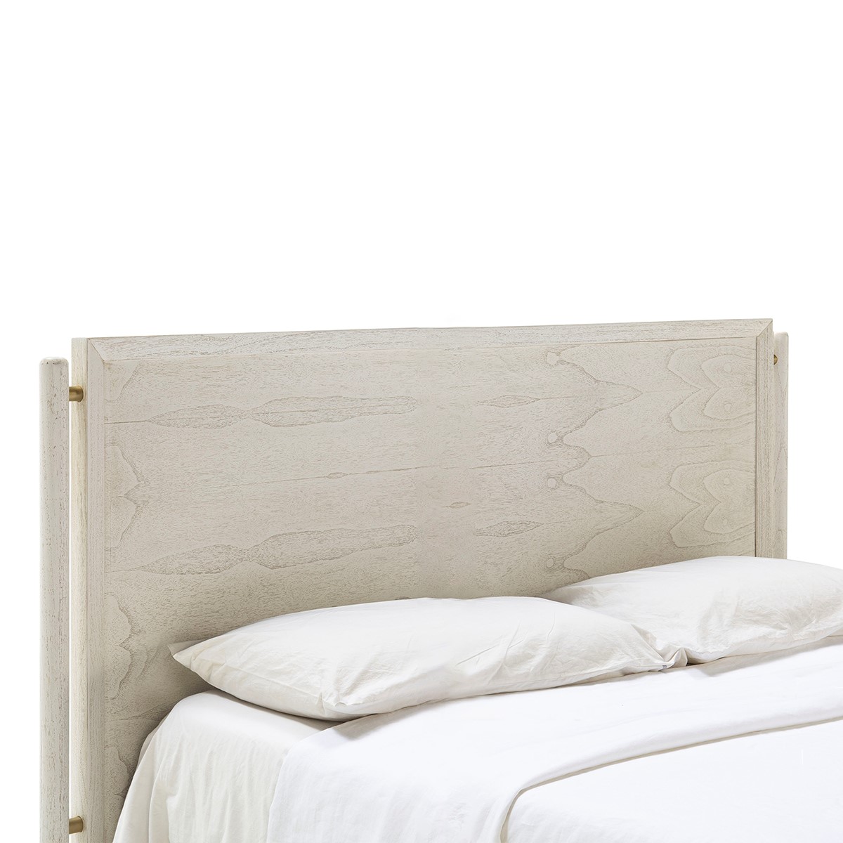 Cabecero 190x6x110 madera blanco, metal dorado