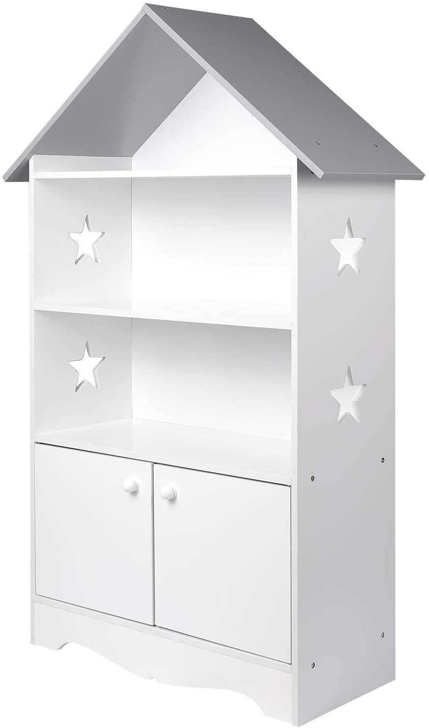 Estantería infantil con puerta de madera con cerradura blanco-gris