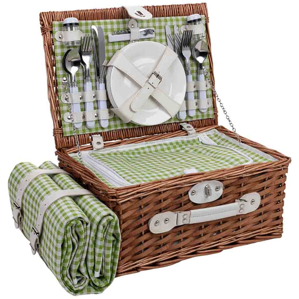 Cesta de picnic 4 servicios marrón 40x28x19 cm