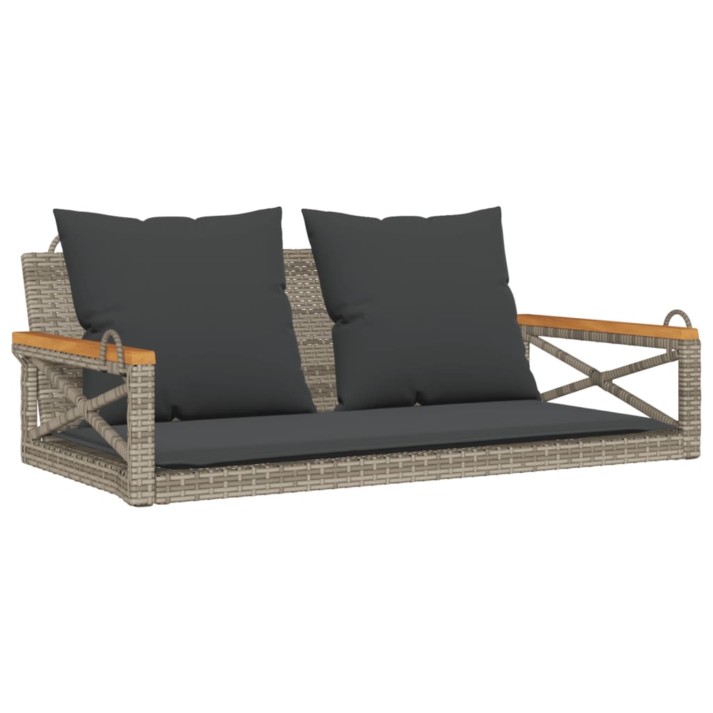 vidaXL banco columpio con cojines ratán sintético gris 109x62x40 cm
