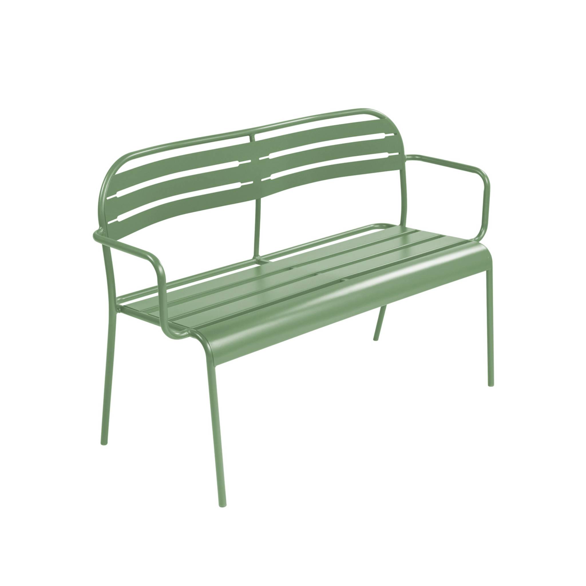 Banco exterior de acero, 2 plazas, amelia, verde, 118x52x80 cm