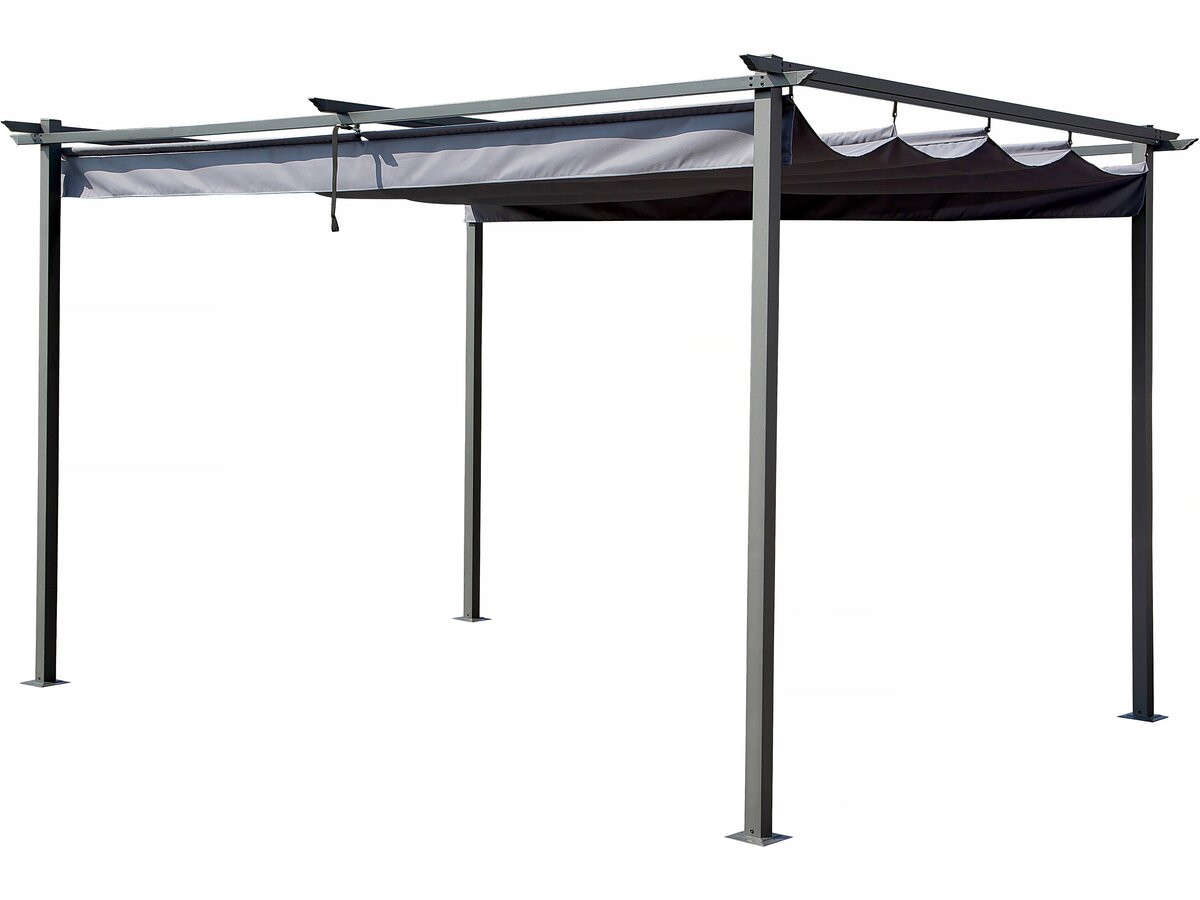Pérgola con techo retráctil - 3 x 4 m - gris