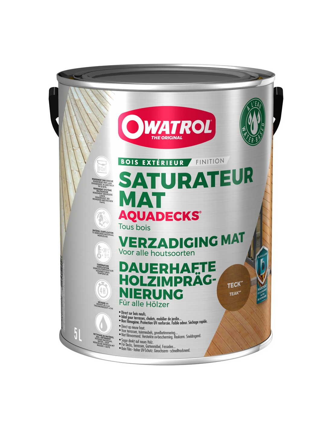 Aquadecks teca saturador mate al agua 5 lt