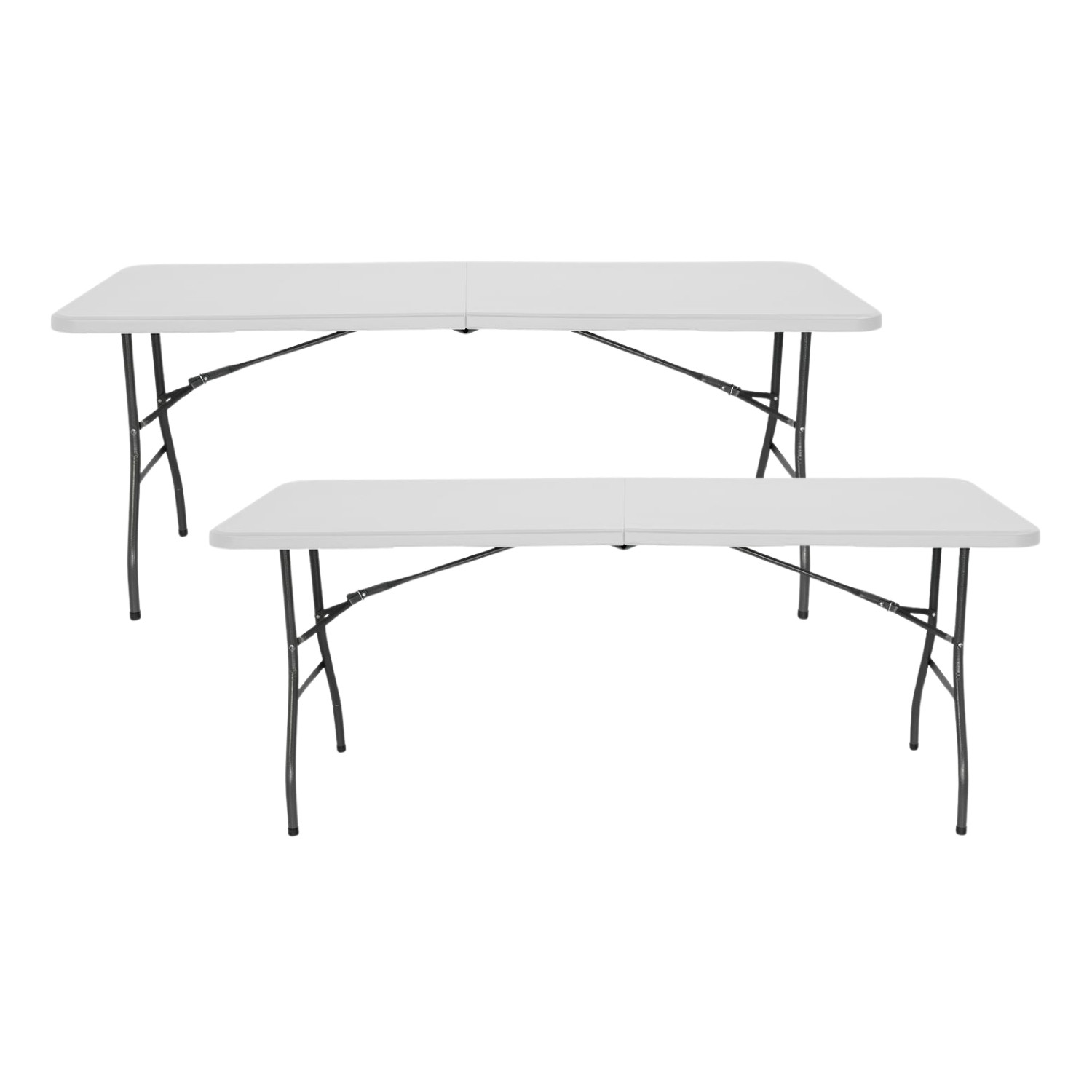 Pack 2 mesas plegables rectangulares catering blanco 240x74cm Thinia Home