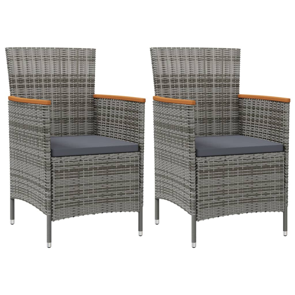 vidaXL sillas de comedor de jardín 2 unidades ratán sintético gris