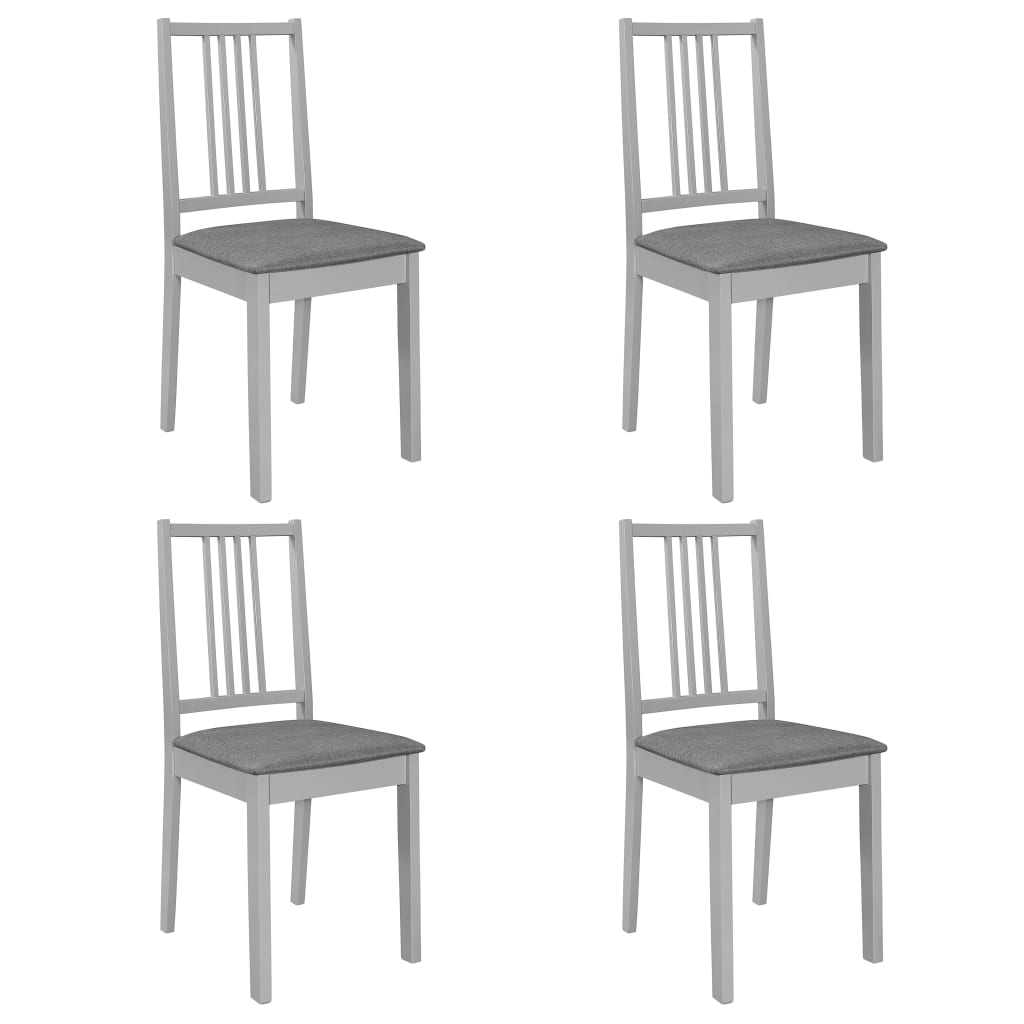 Sillas de comedor con cojines de madera maciza gris 4 unidades qweo6129