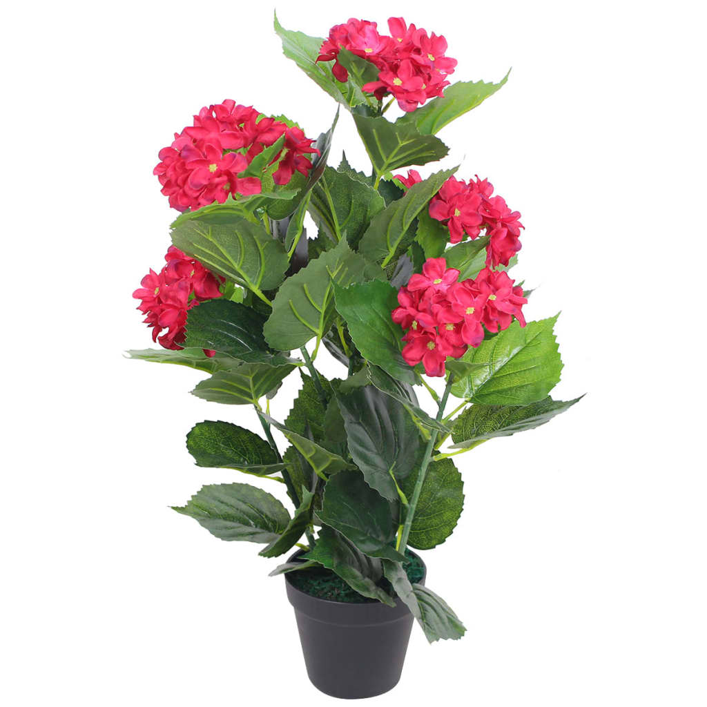 Planta artificial hortensia con macetero 60 cm roja eerf8967