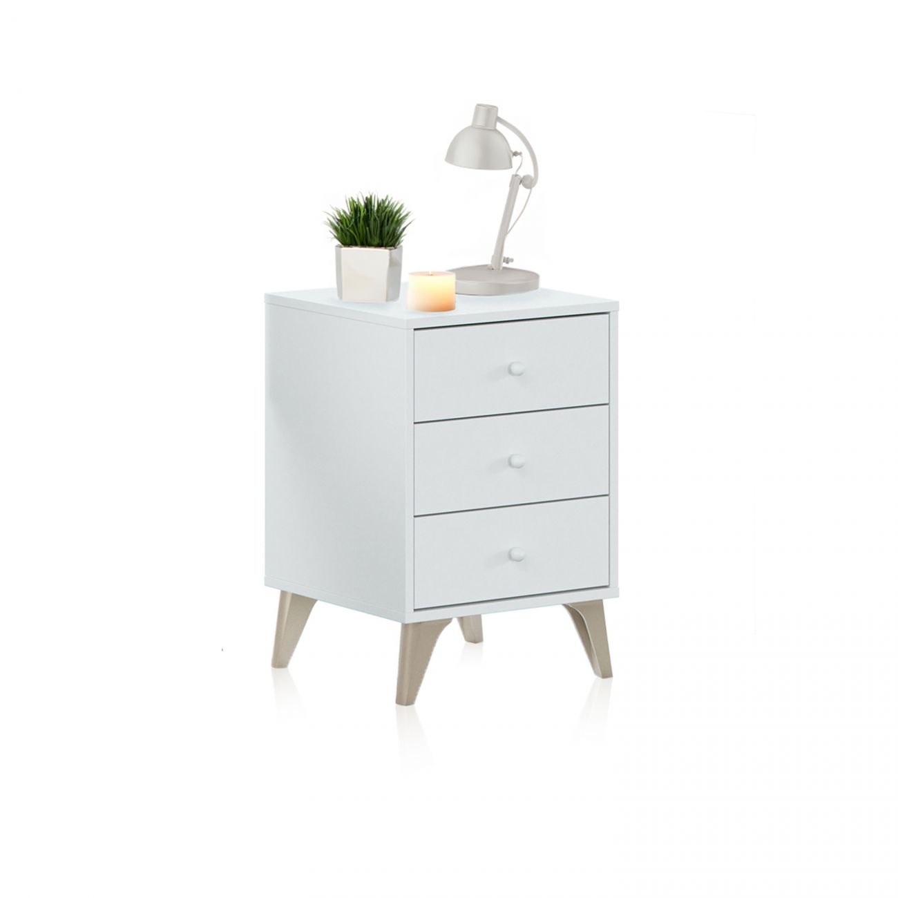 Mesita de noche de 3 cajones 40x33,5 cm iconic blanco artik