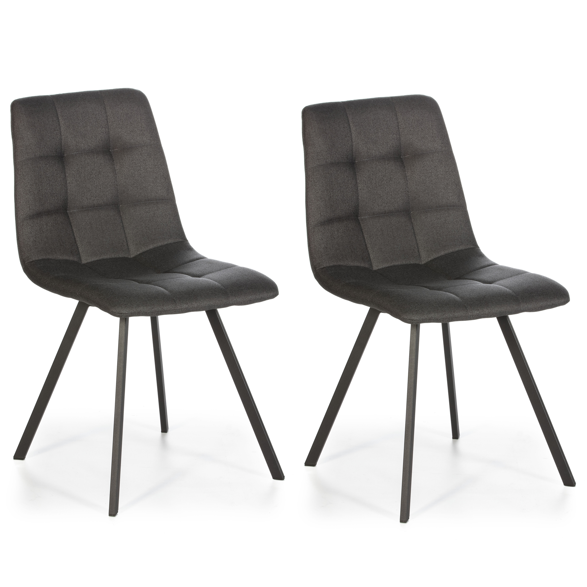 Set de 2 sillas comedor mila tapizadas en tela gris oscuro, 58 x 45 x 86 cm