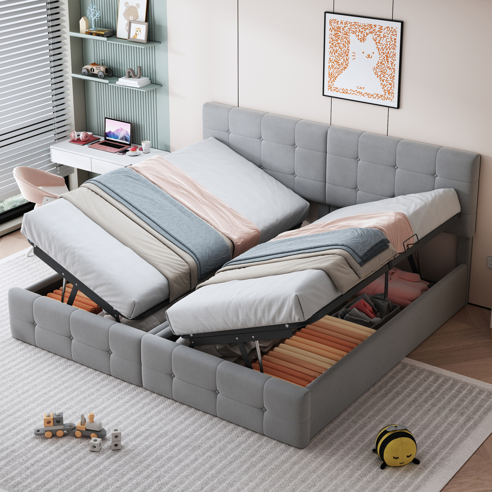 Cama canapé 180x200cm convertible en 2 camas individuales terciopelo gris
