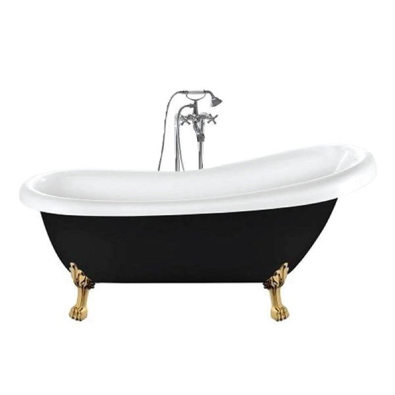 Bañera con patas richmond negra 171 cm patas león doradas