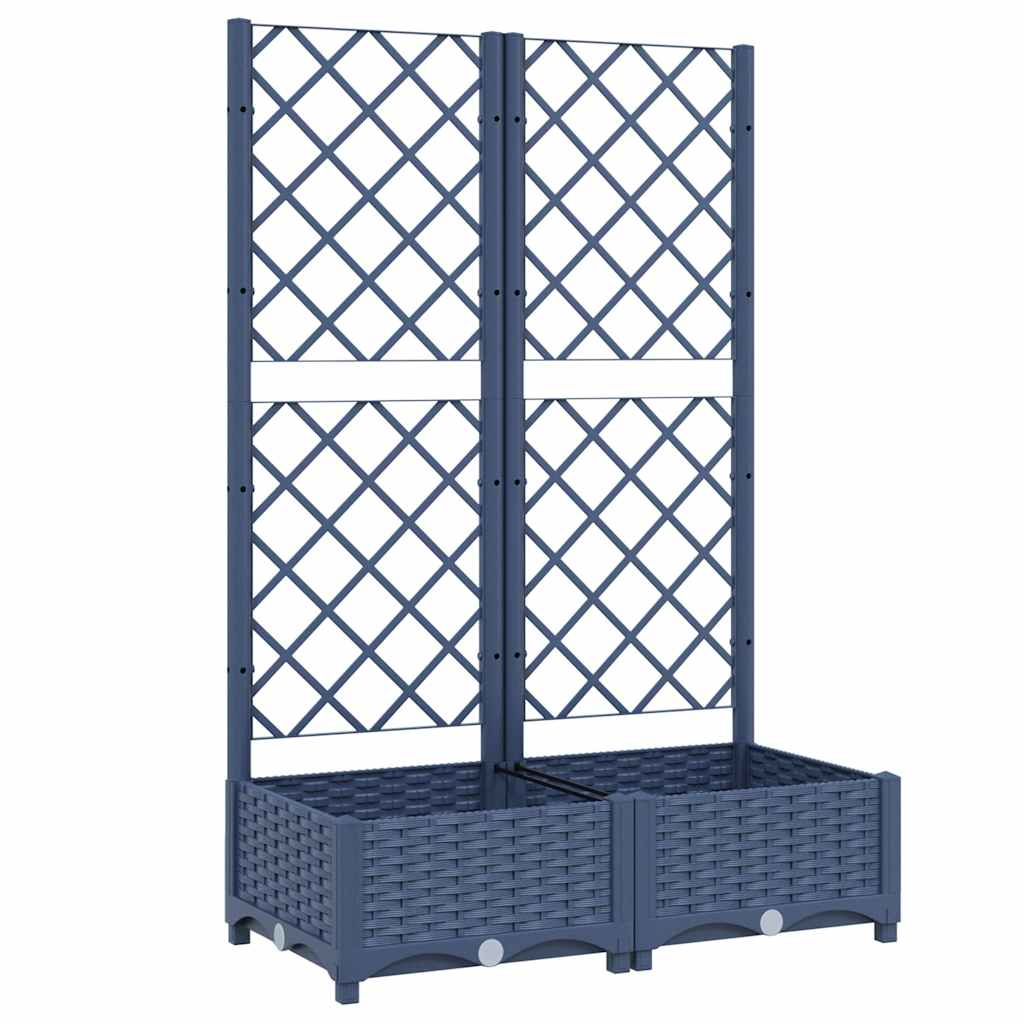 vidaXL jardinera de jardín con enrejado azul grisáceo 80x40x121,5 cm pp