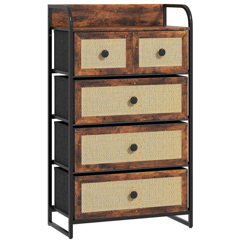 Cajonera de tela 58x29x99 cm mdf, acero color marrón Homcom
