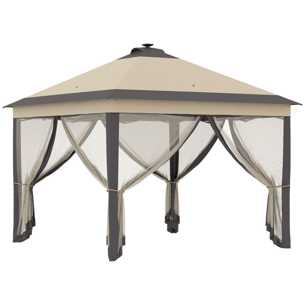Carpa plegable 330x330x290 cm tela oxford color beige Outsunny