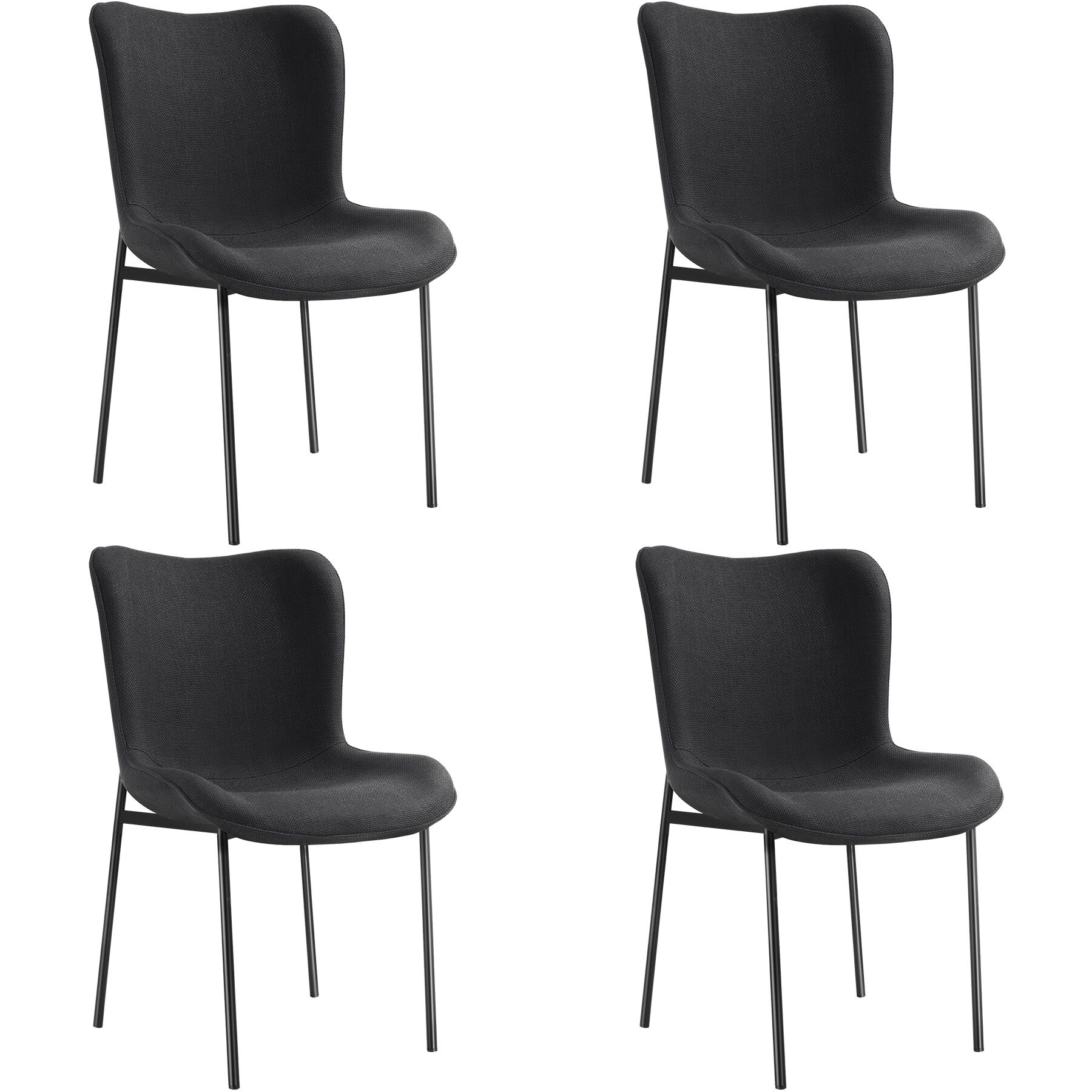 4 sillas de comedor tejido acolchado 54 x 62 x 90 cm negro/negro