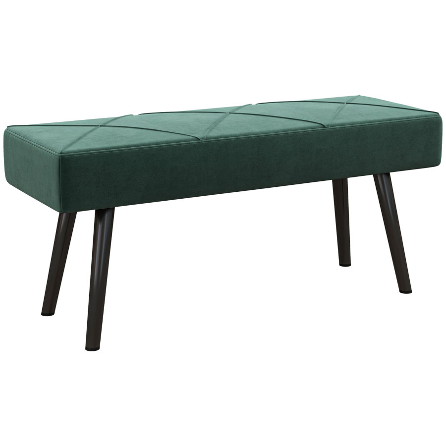 Banco acolchado de terciopelo verde para dormitorio y recibidor 100x36x45cm