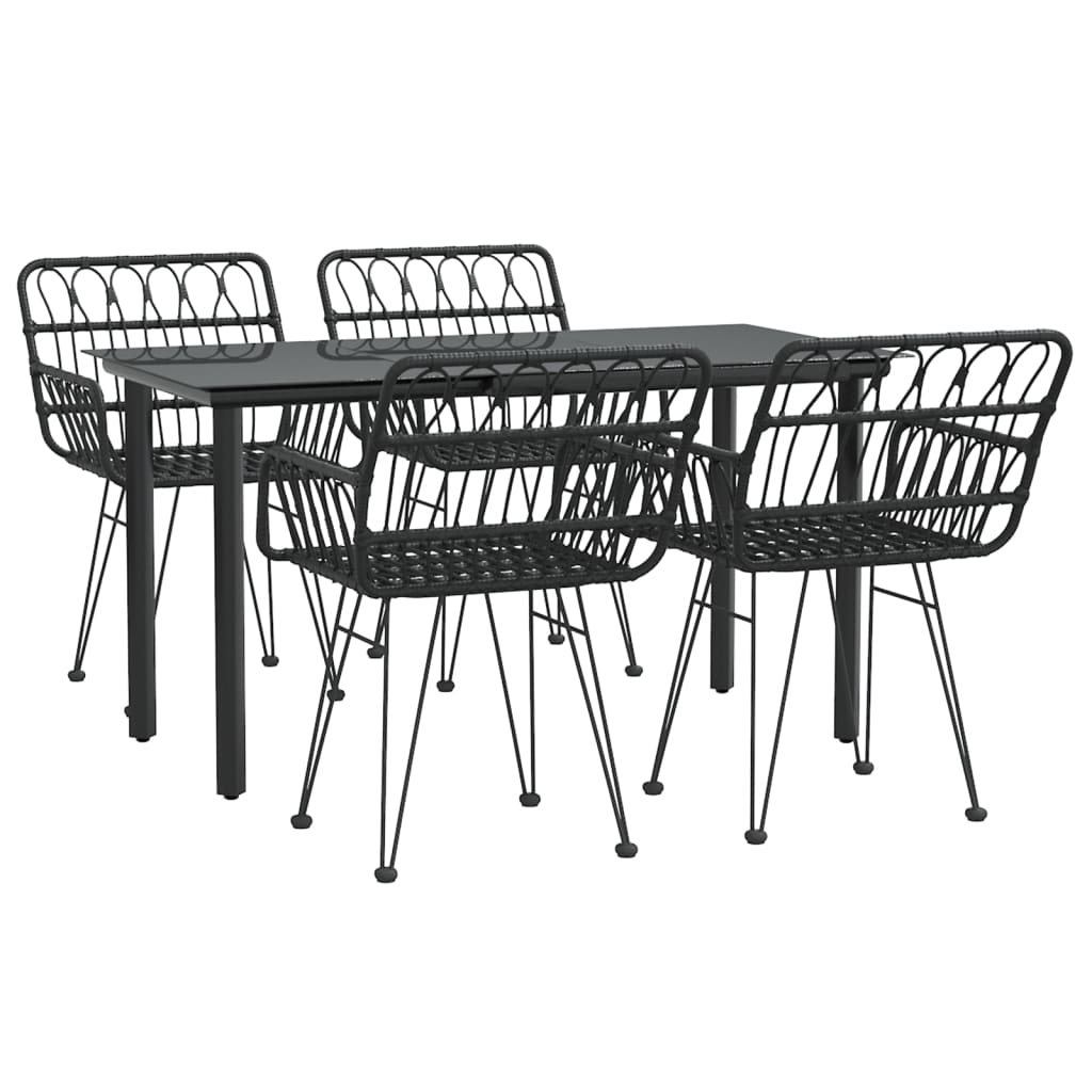 vidaXL juego de comedor de jardín 5 piezas ratán sintético negro