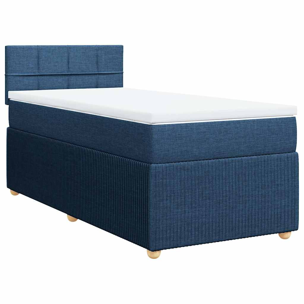 vidaXL cama box spring con colchón tela azul 90x190 cm