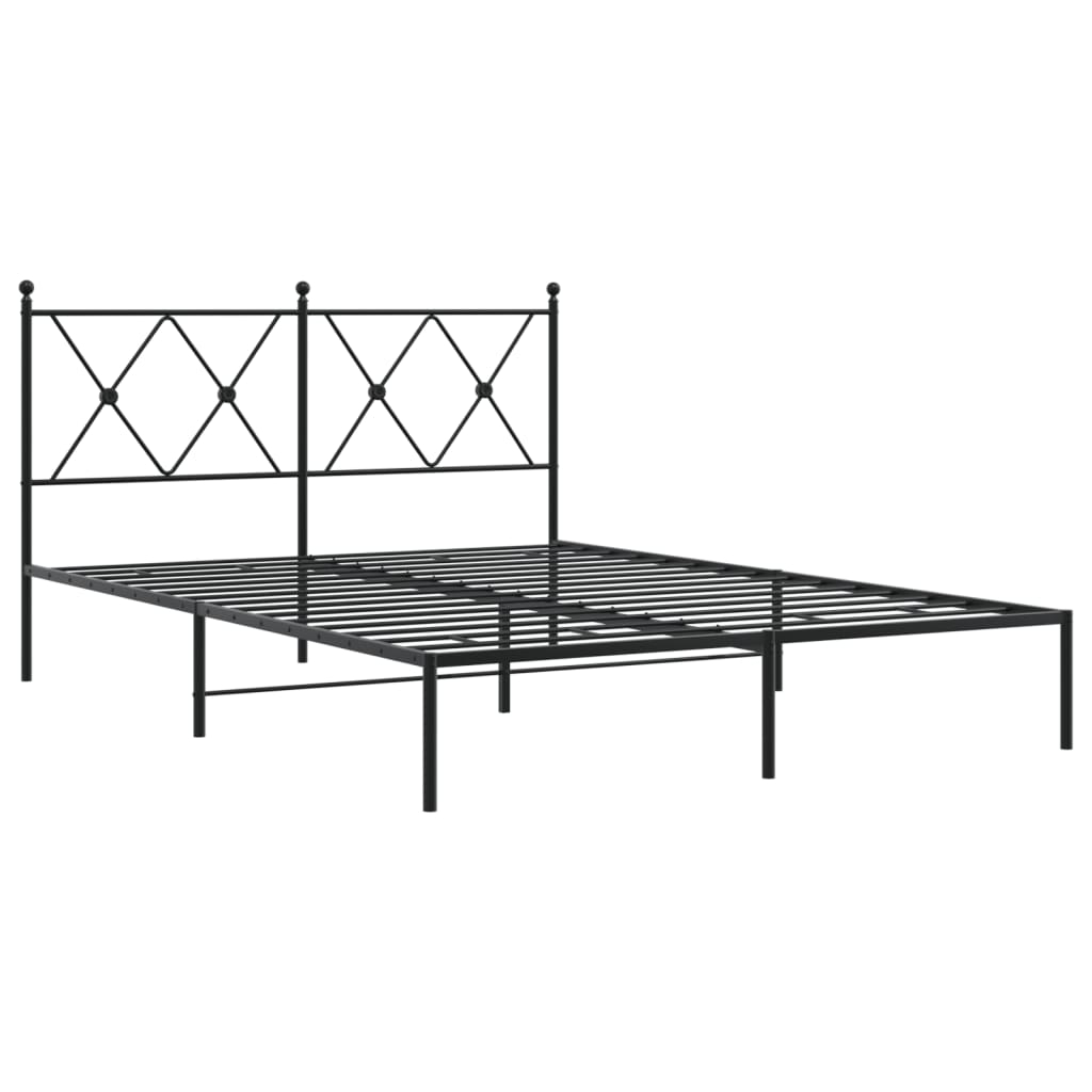 vidaXL estructura cama sin colchón con cabecero metal negro 135x190 cm