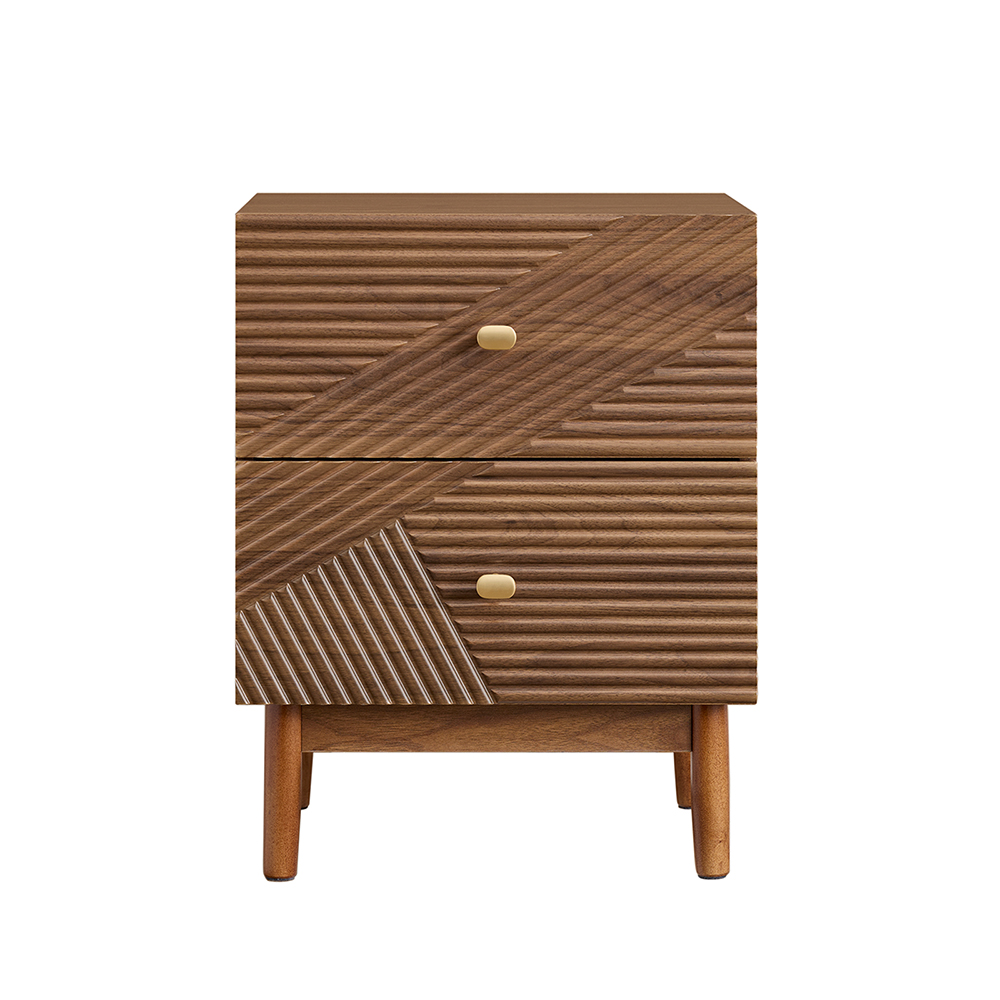 Sobuy mesita de noche vintage 2 cajones de madera marrón