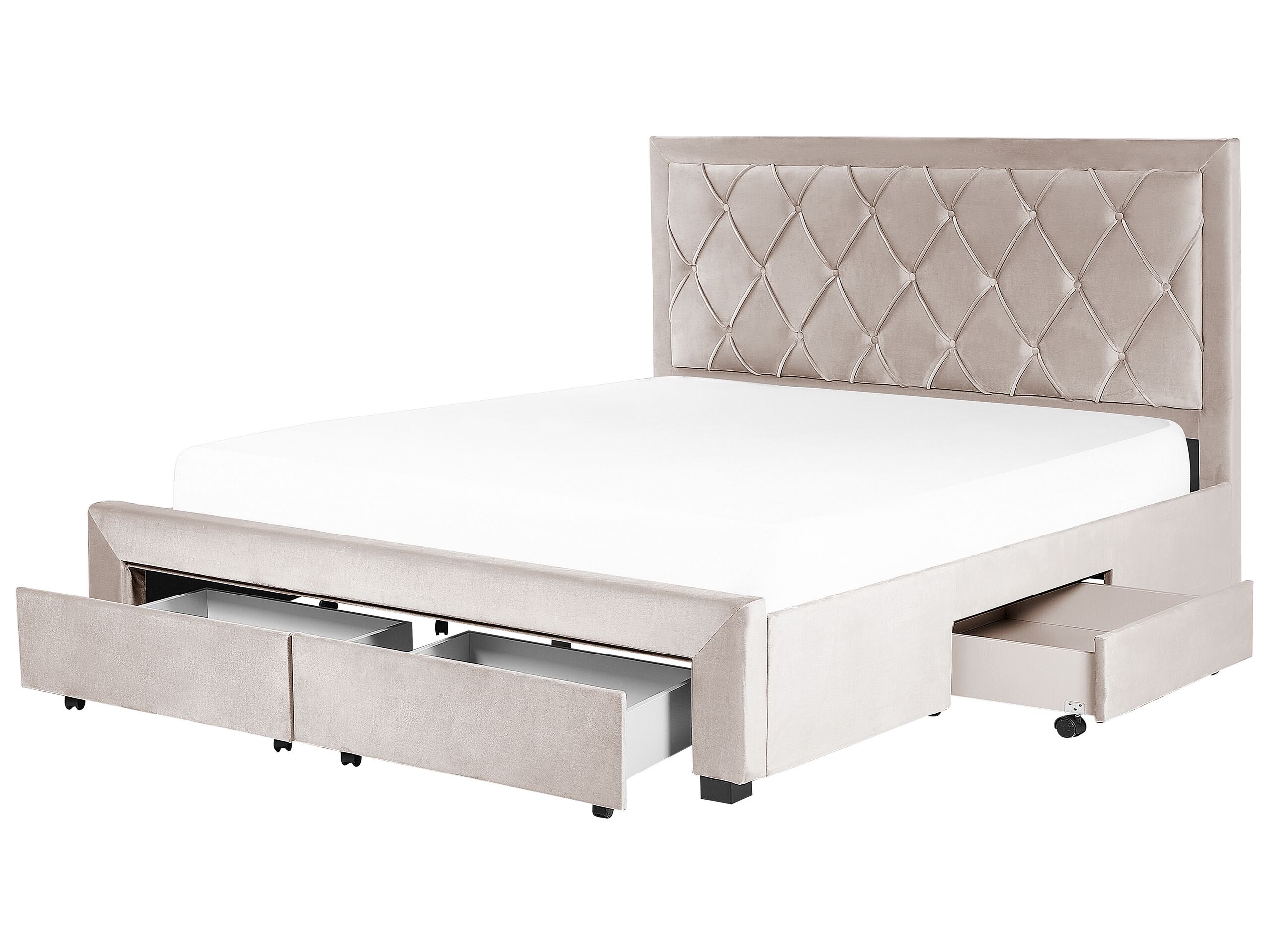 Cama con cajones lievin terciopelo beige 180 x 200 cm