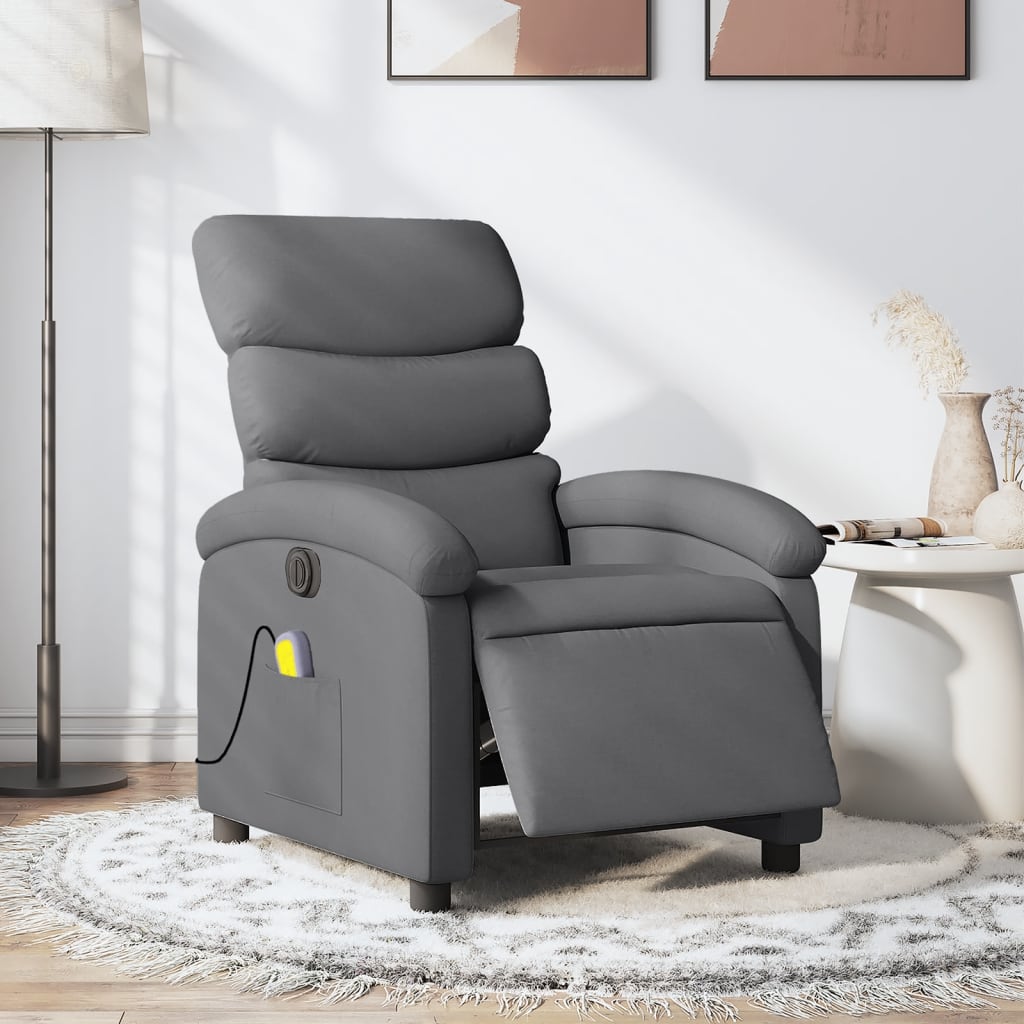 Sillón reclinable de masaje eléctrico tela gris oscuro qweo4996