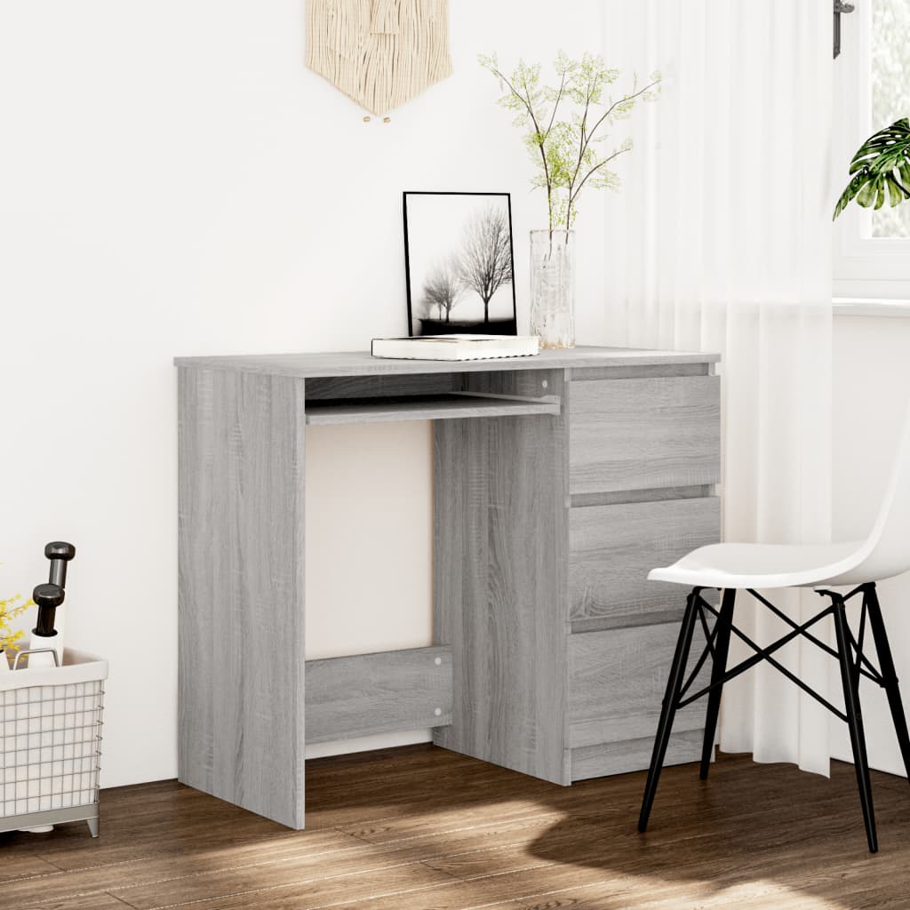 Escritorio de madera contrachapada gris sonoma 90x45x76 cm