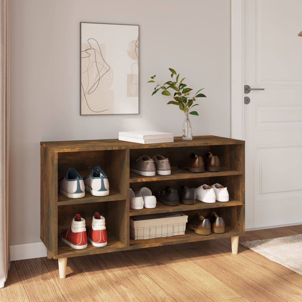 Mueble zapatero madera contrachapada roble ahumado 102x36x60 cm esxt8283