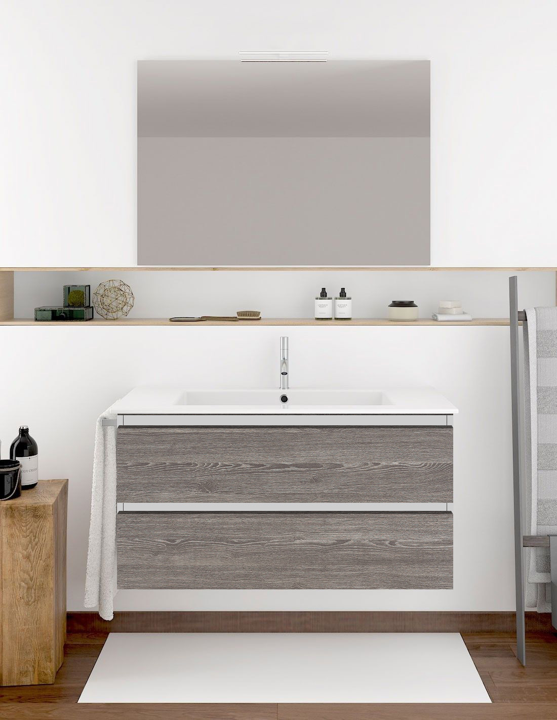 Mueble de baño ibiza con lavabo y espejo 90x45cm combi