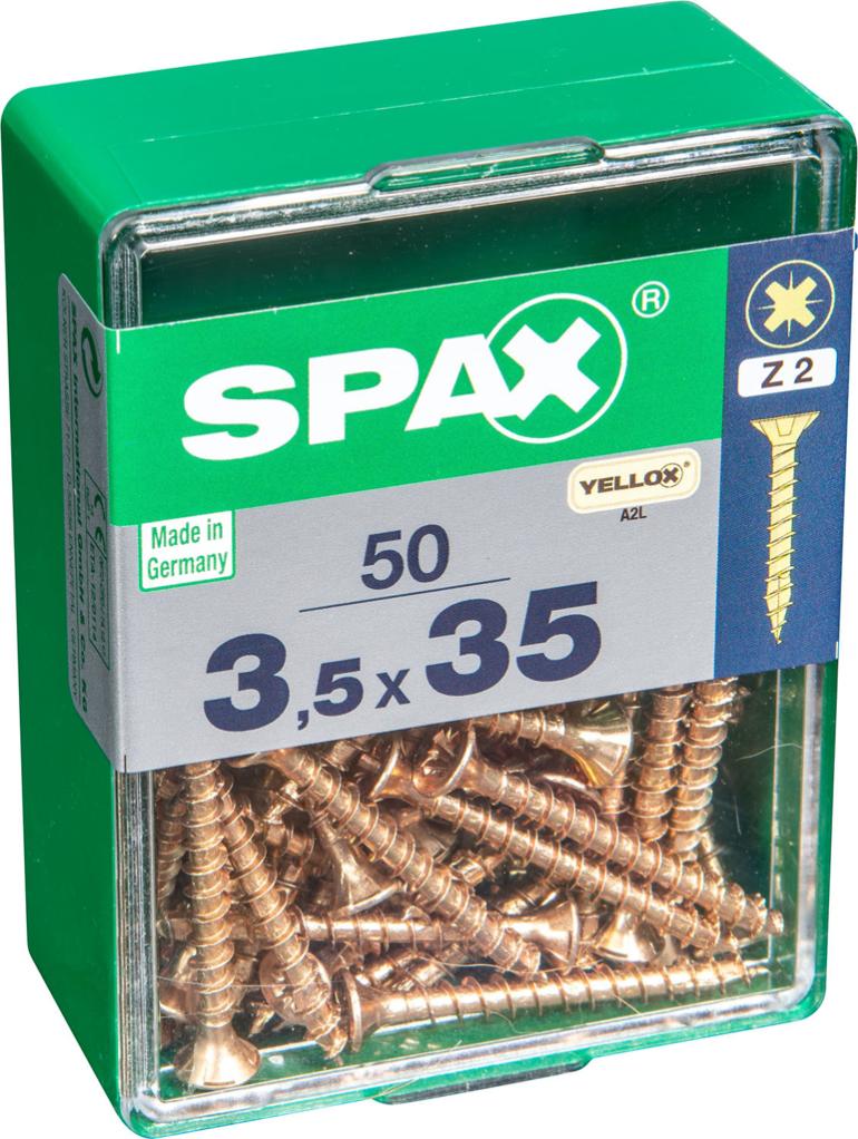 Caja 50 unid. Tornillo madera spax cabeza plana yellox 3,5x35mm