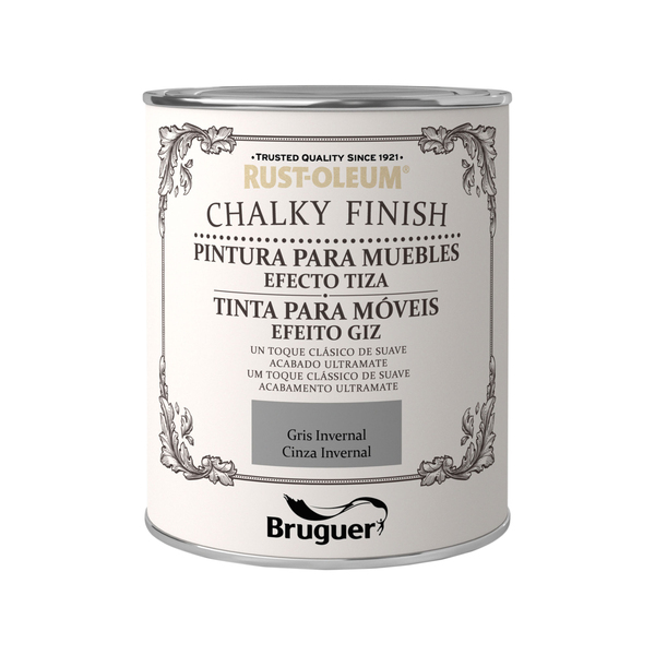 Rust-oleum bruguer chalky finish pintura gris invernal 750ml
