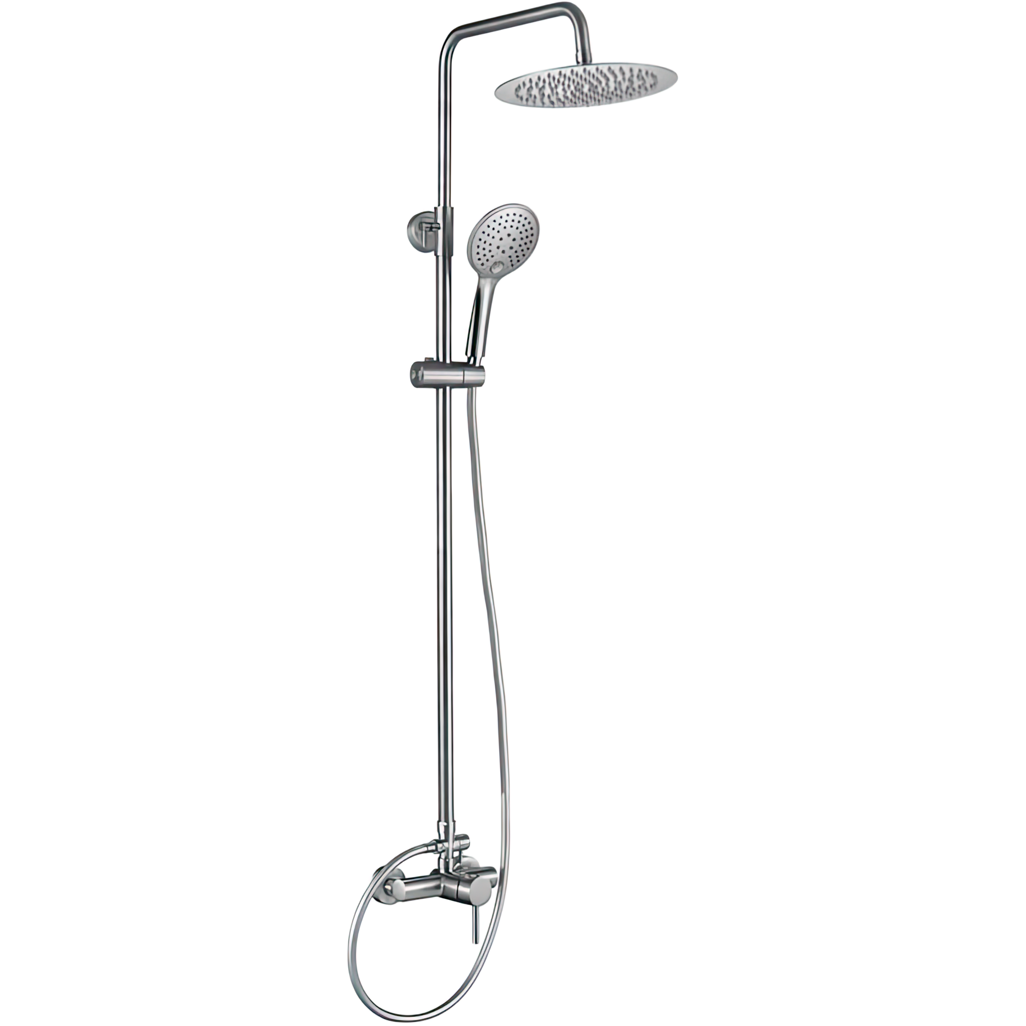 Valaz barra de ducha redonda ajustable 120cm acero cepillado - 25cm