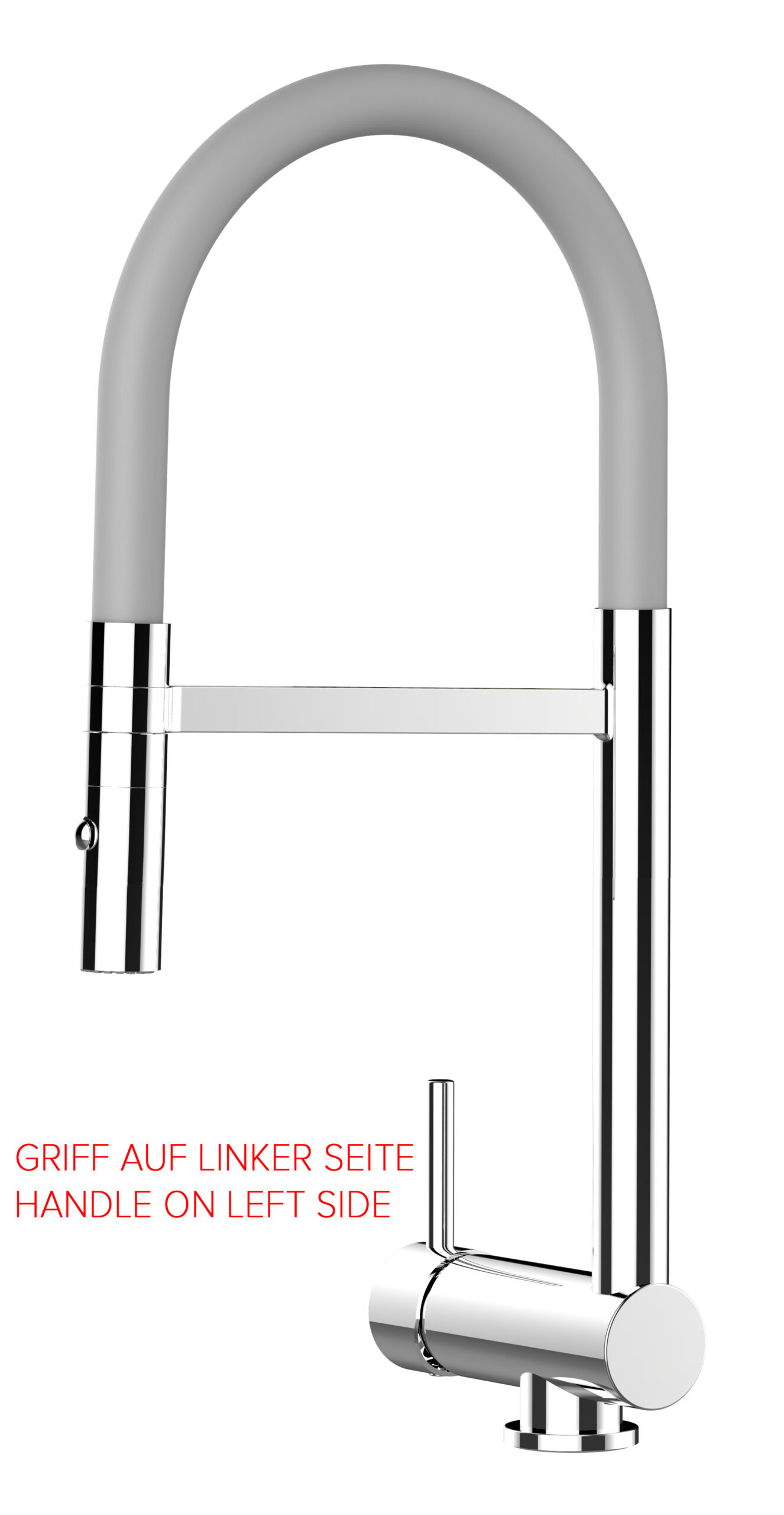 Grifo cocina abatible 6cm cromado gris ducha 2chorros mando a izquierda
