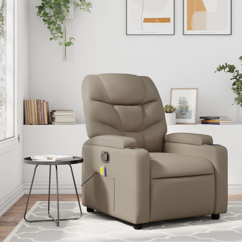 Sillón de masaje reclinable cuero sintético color capuchino qweo3025