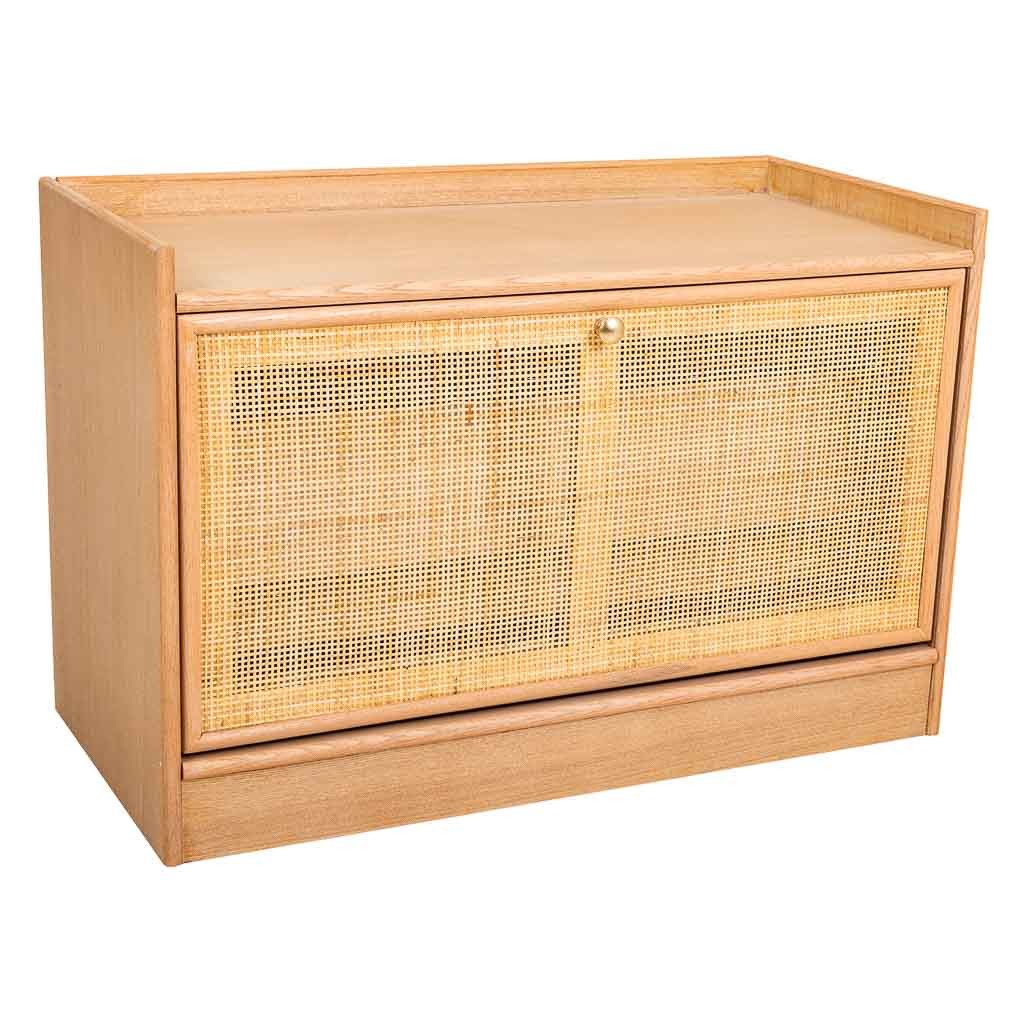 Banqueta zapatero de mdf y rejilla marrón 80x38x53