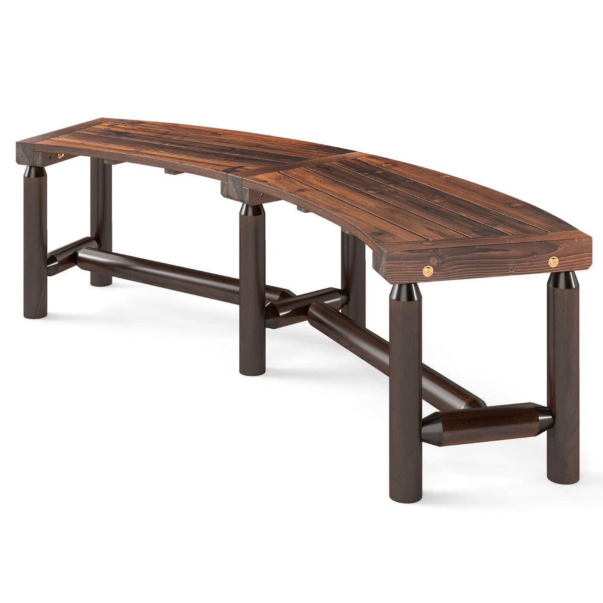 Banco de jardín curvo para exterior madera maciza 170
