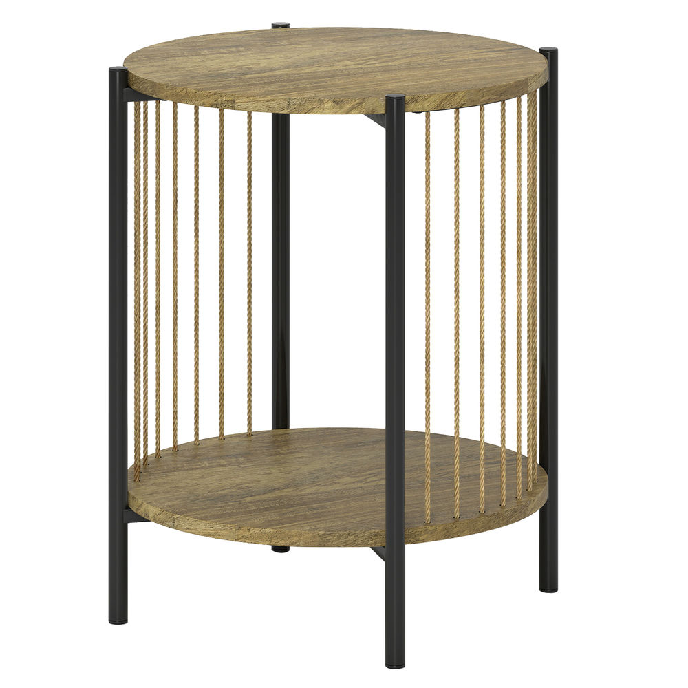 Mesa auxiliar 43.5x43.5x51 cm mdf, acero color marrón Homcom