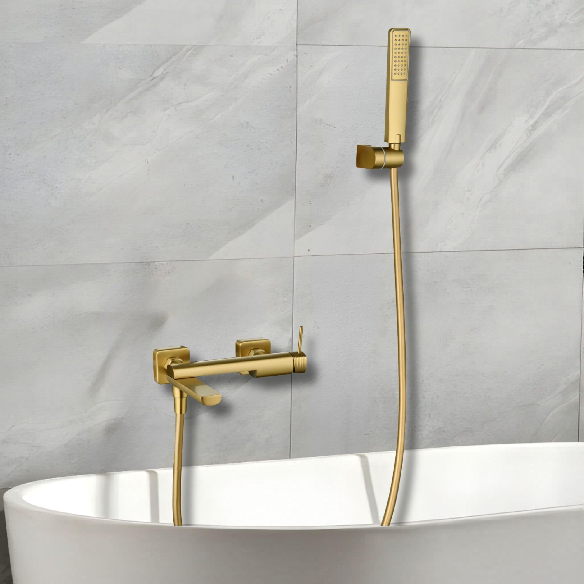Imex - grifo monomando bañera y ducha dorado acero inoxidable serie firenze